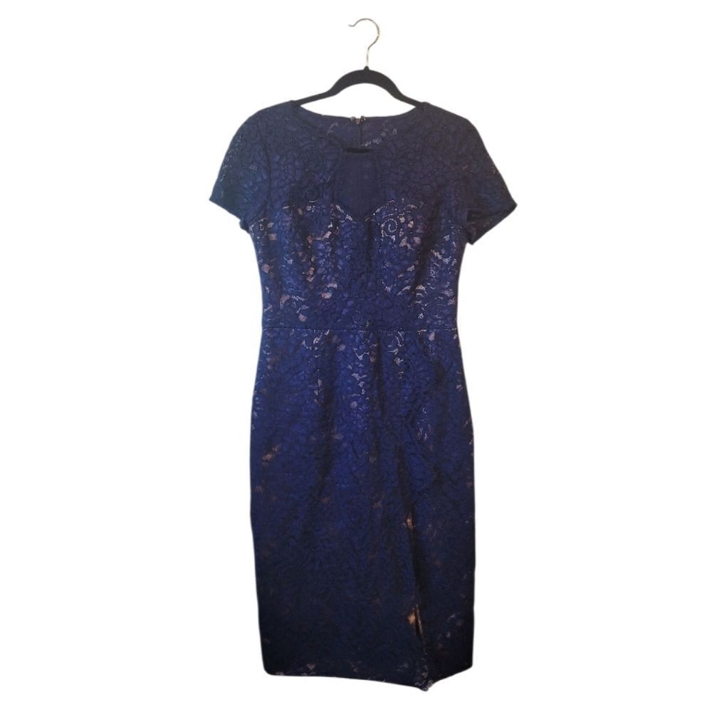 JS Collections Women's Navy Blue Lace Dress Size 8